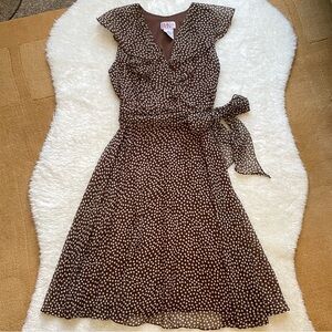 R&K Brown Polka Dot Midi Dress with Cream Dots